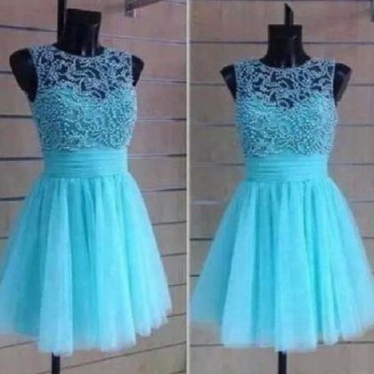 Custom Made 2015 Beading Blue Graduation Dresses,..