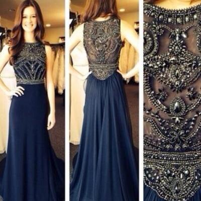 Sexy Through Beaded Prom Dresses 2014 A Line Floor Length Evening Gowns 2014 quinceanera dresses