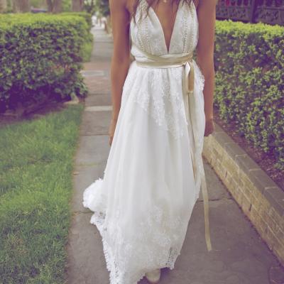 Custom Made A line Backless Halter Lace Wedding Dresses, Dresses for Wedding Dresses, Wedding gowns