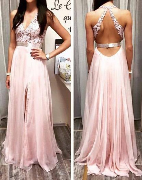 Custom Made A Line Round Neckline Backless Prom Dresses 2015, Formal Dresses 2015, Evening Dresses 2015